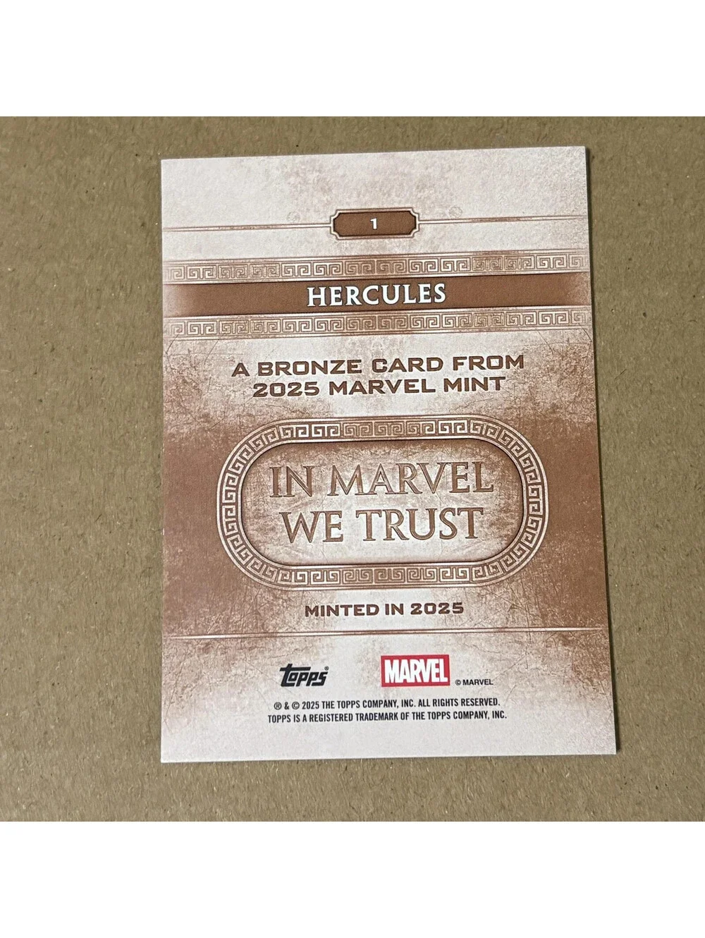 2025 Topps Mint Marvel Hercules #1 Green Mint #/75
